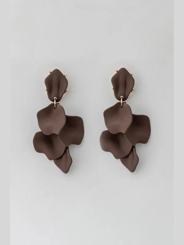 Leaf earrings matt - dark brown sold by Brando