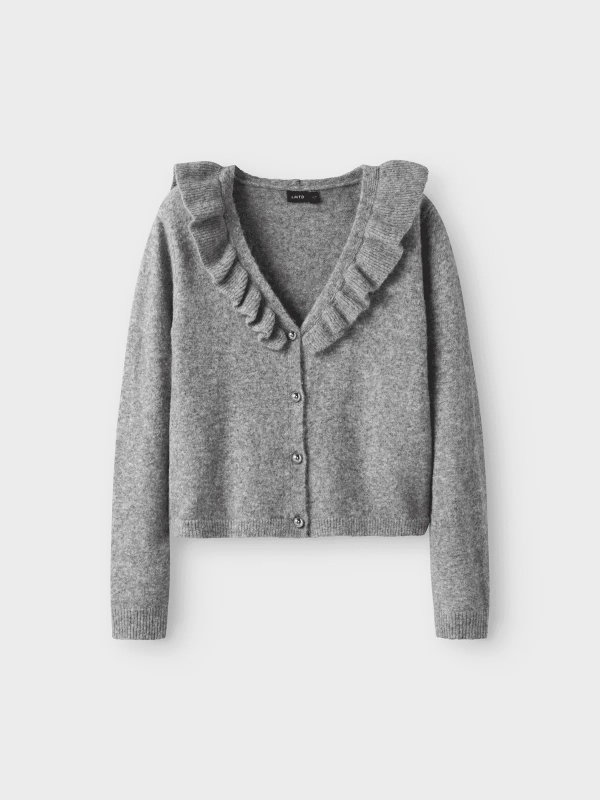 REAVE FLOUNCE STRIKKET CARDIGAN - Light Grey Melange sold by Brando product image thumbnail 3