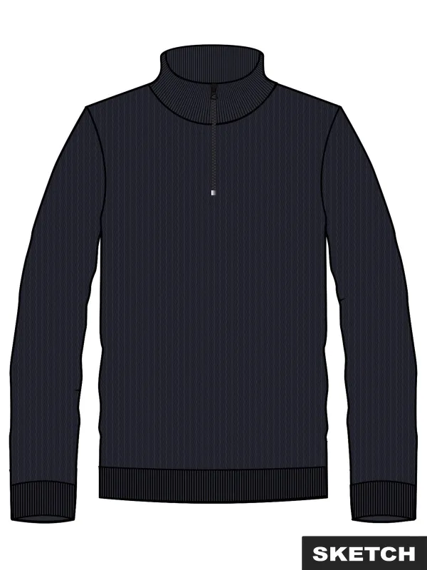 BLUBARKLEY KNIT HALF ZIP GENSER JNR - Night Sky sold by Brando