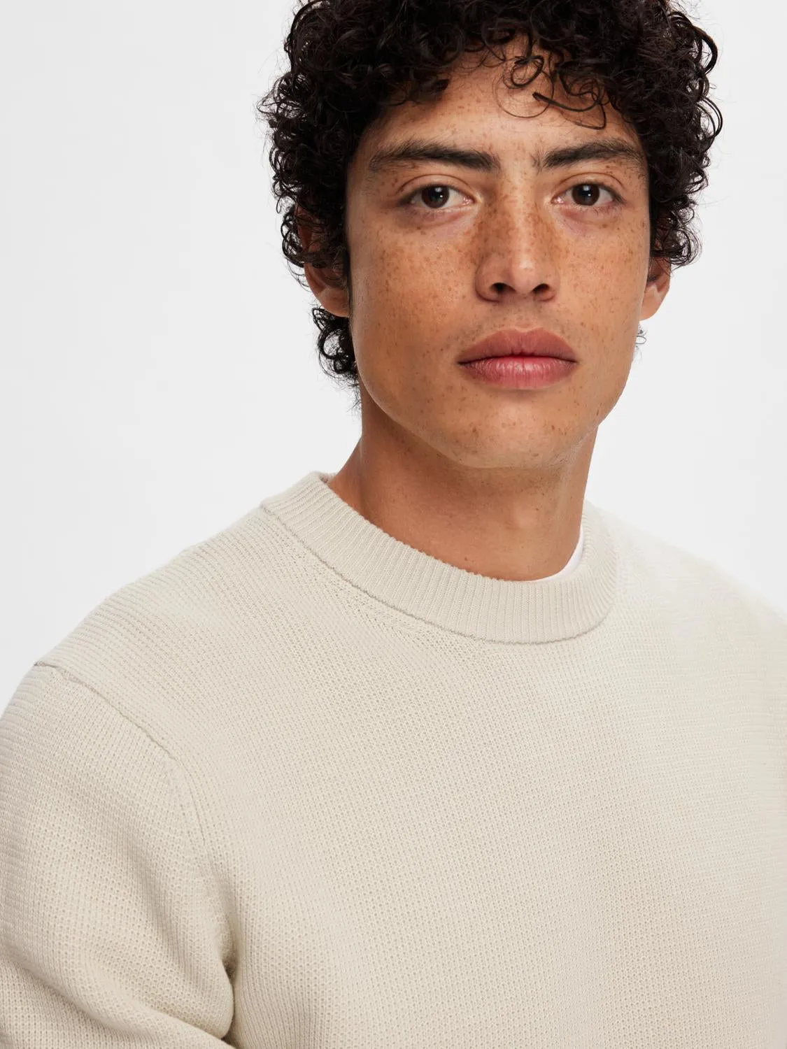 Dane knit structure crew neck - oatmeal sold by Brando product image thumbnail 5