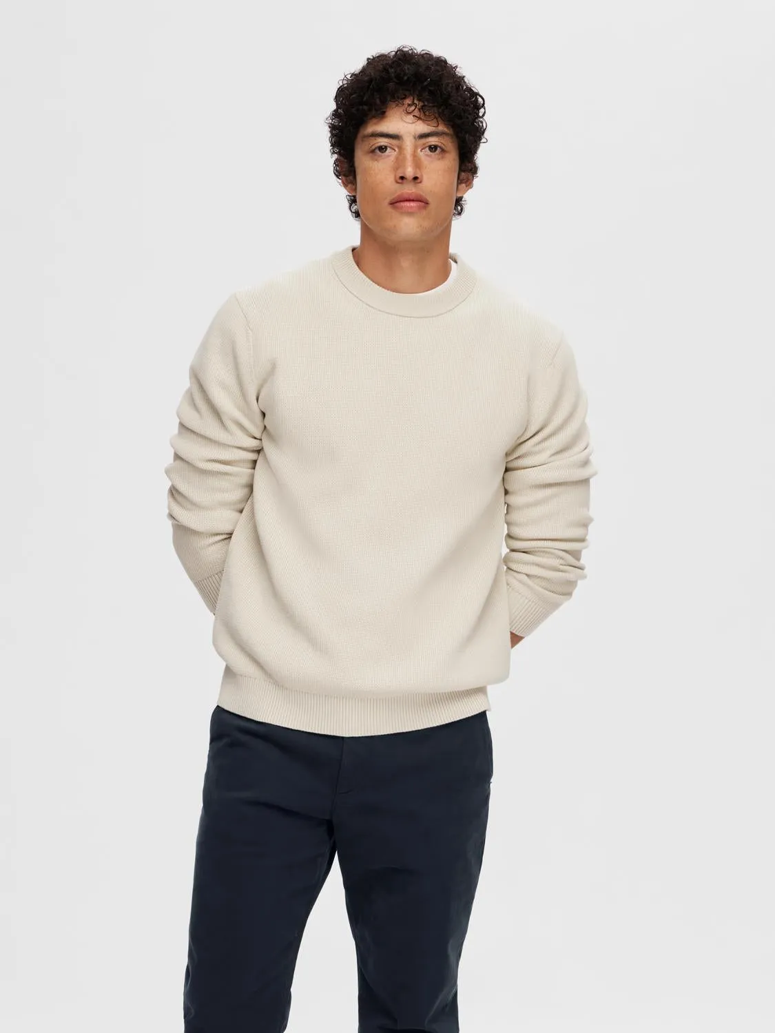 Dane knit structure crew neck - oatmeal sold by Brando product image thumbnail 3