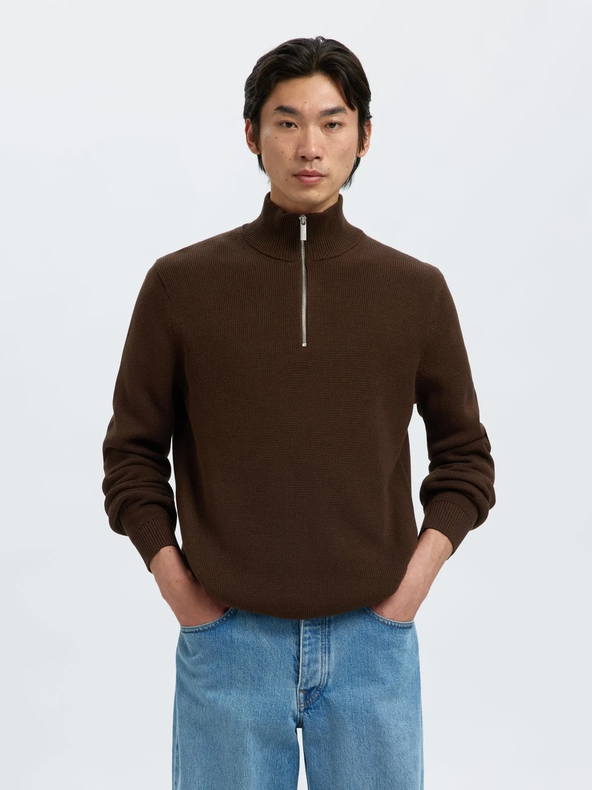 DANE KNIT STRUCTURE HALF ZIP GENSER - Demitasse sold by Brando product image thumbnail 2