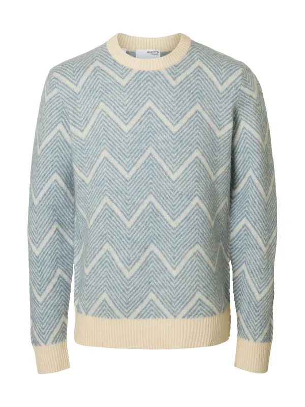 Rai knit crew neck - blue mirage sold by Brando