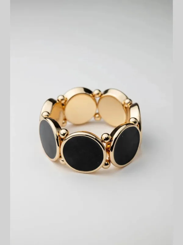 Ava elastic armbånd - gold w black sold by Brando
