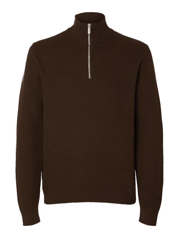 Dane knit structure half zip genser - demitasse sold by Brando