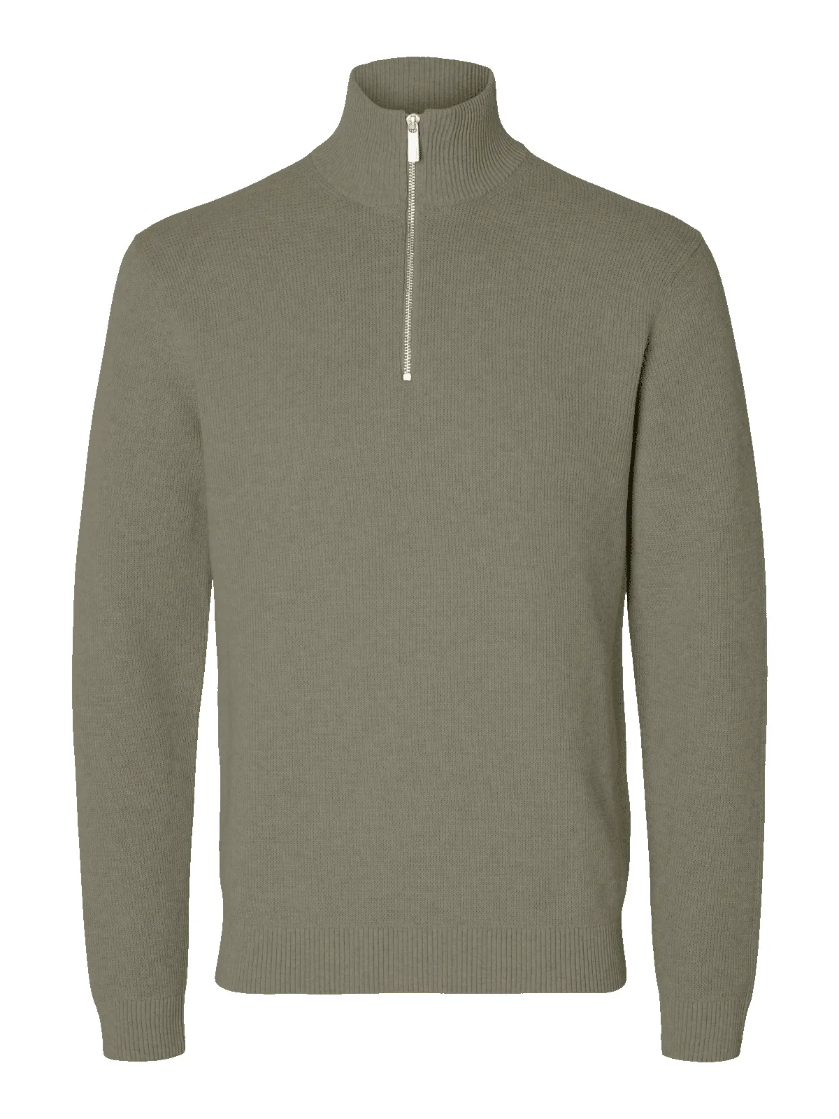 Dane knit structure half zip - vetiver sold by Brando