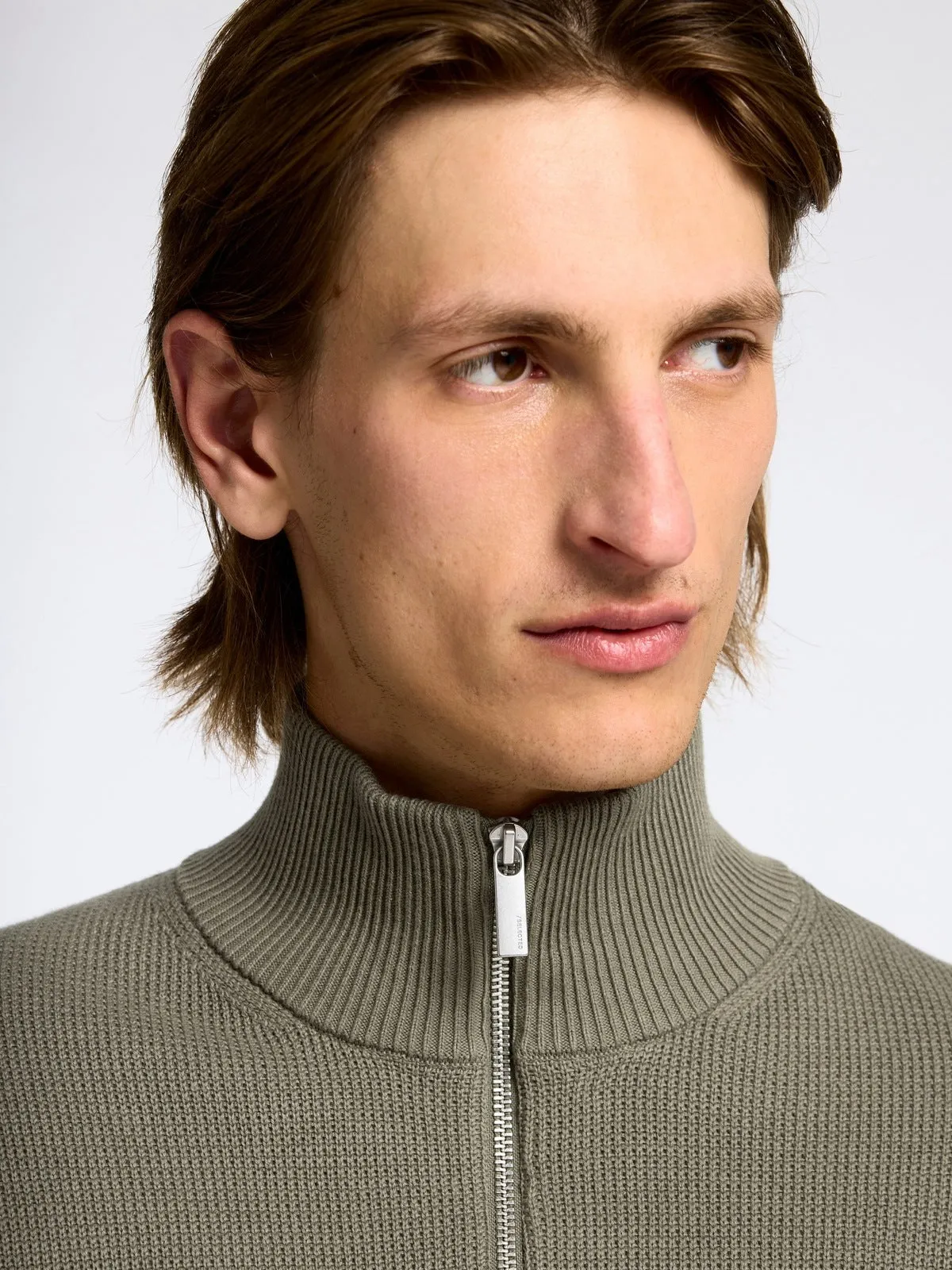 Dane knit structure half zip - vetiver sold by Brando product image thumbnail 2
