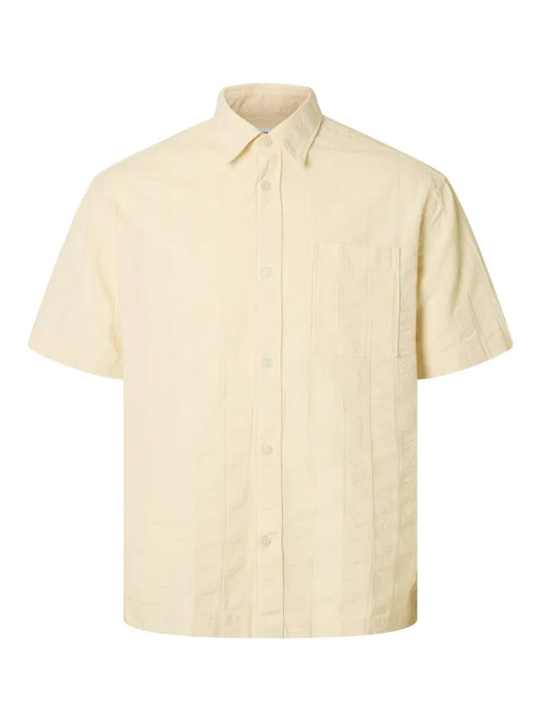 Silas seersucker skjorte - oatmeal sold by Brando