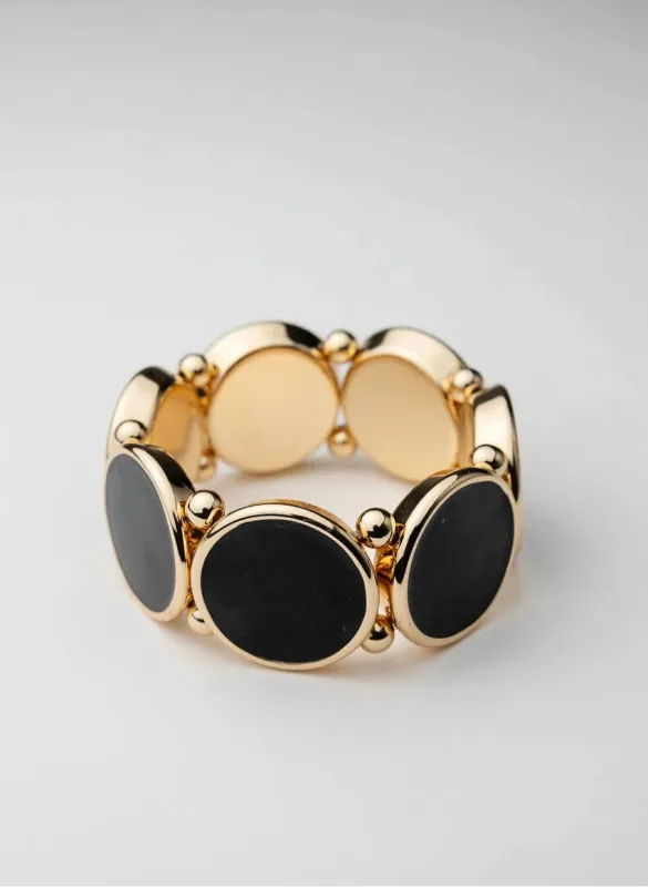 Ava elastic armbånd - gold w black sold by Brando