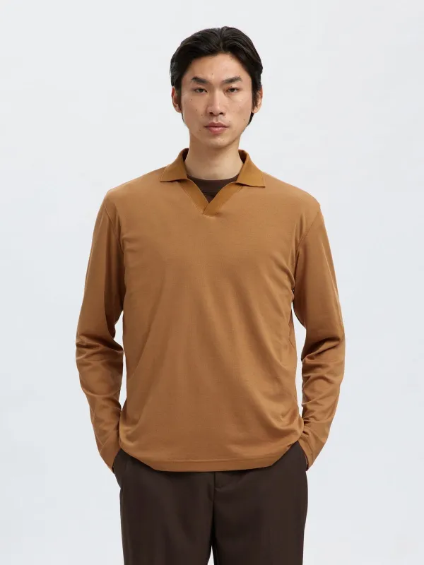 Fave split neck polo genser - chipmunk sold by Brando