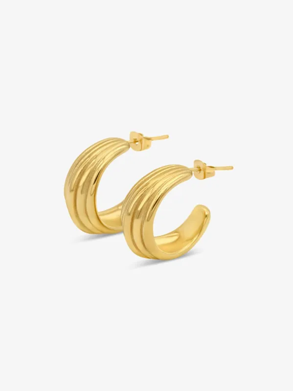 Ribbed hoops - gold sold by Brando