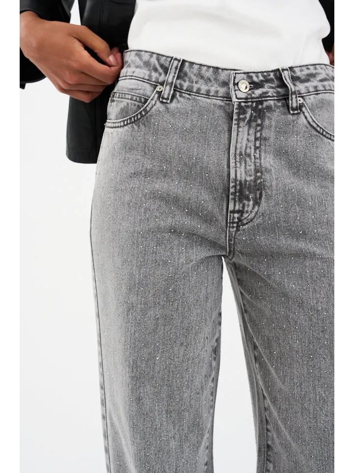 Mia stud jeans wash faded grey glitter - grey sold by Brando product image thumbnail 5