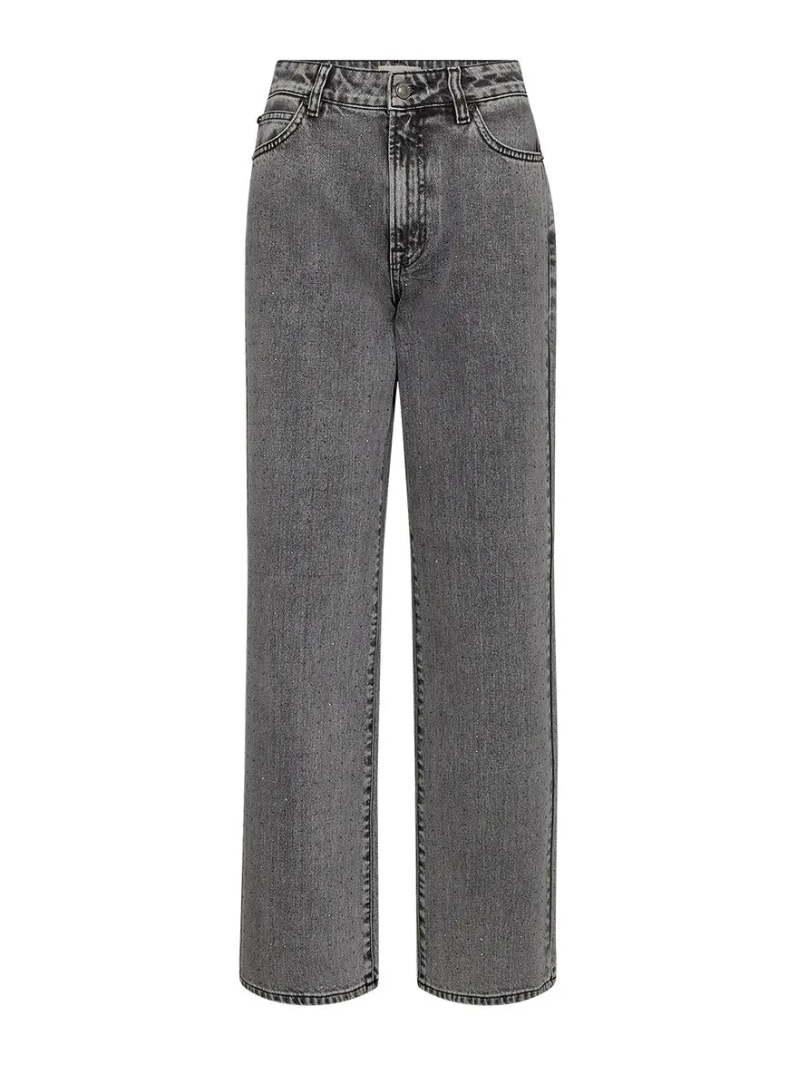 Mia stud jeans wash faded grey glitter - grey sold by Brando