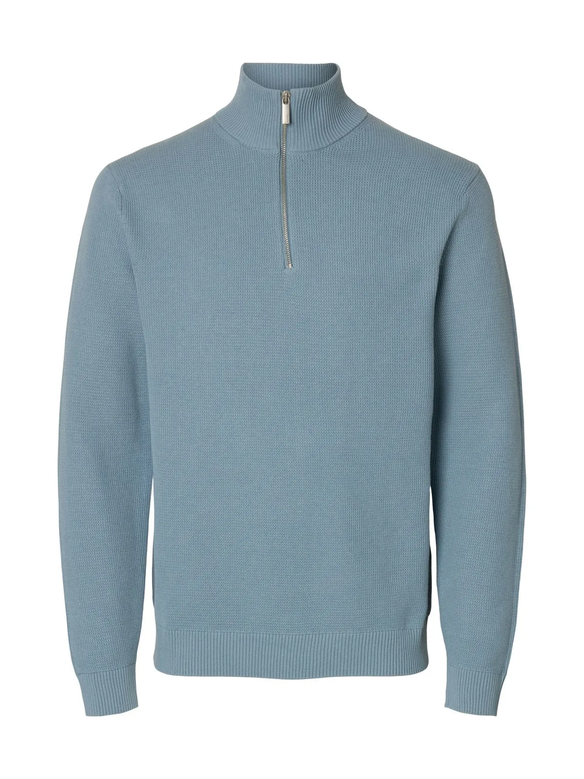 Dane knit structure half zip - dusty blue sold by Brando