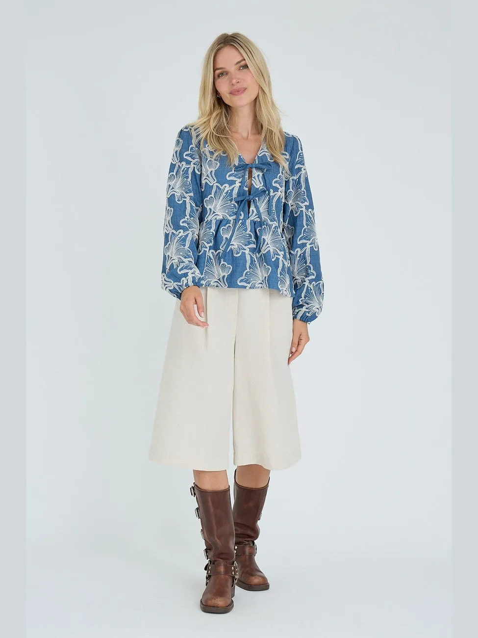 Adina bluse - denim blue sold by Brando product image thumbnail 3