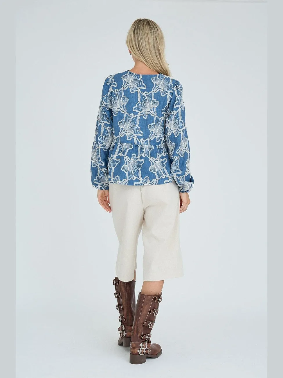 Adina bluse - denim blue sold by Brando product image thumbnail 4