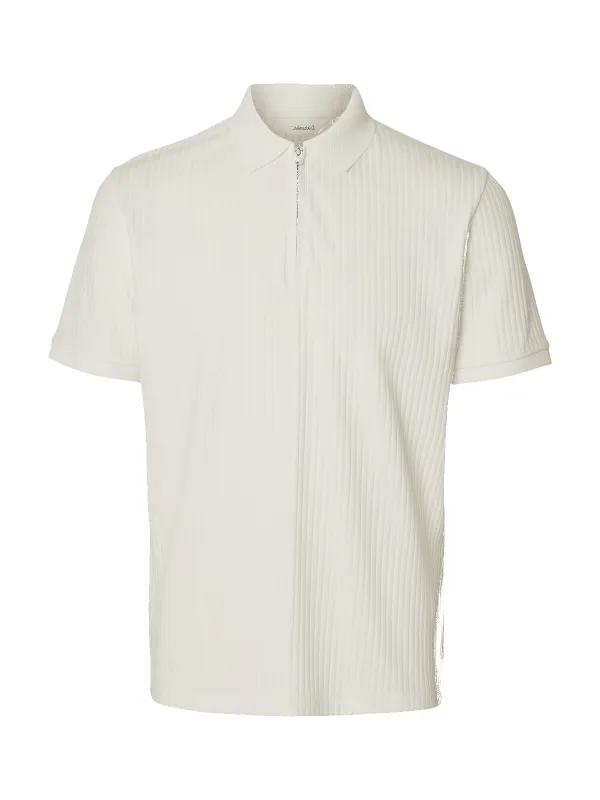 Fave structure polo t-skjorte- cloud dancer made by Selected