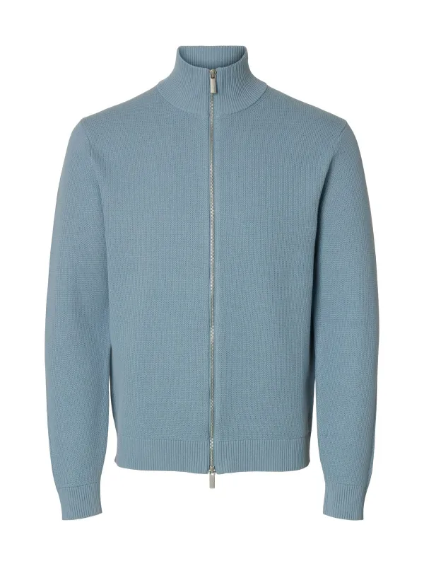 Dane knit structure full zip - dusty blue sold by Brando