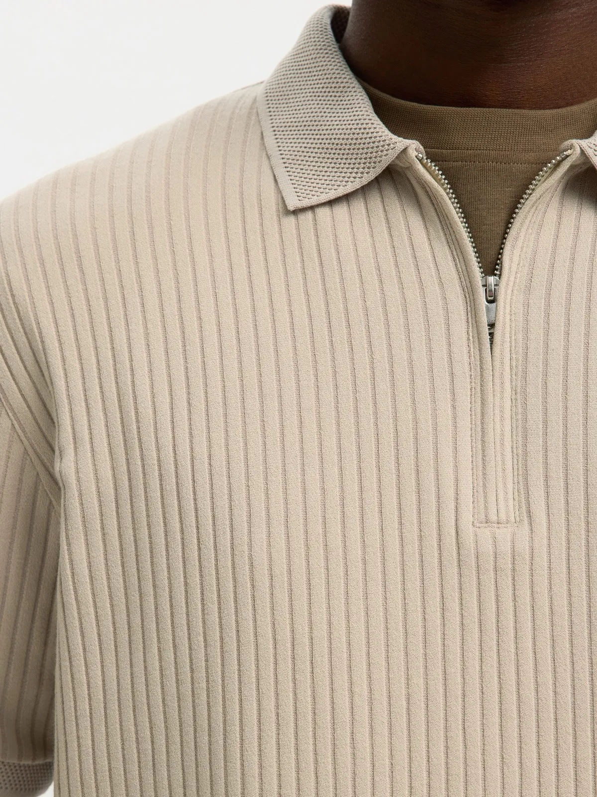 Fave structure polo t-skjorte - oatmeal sold by Brando product image thumbnail 3