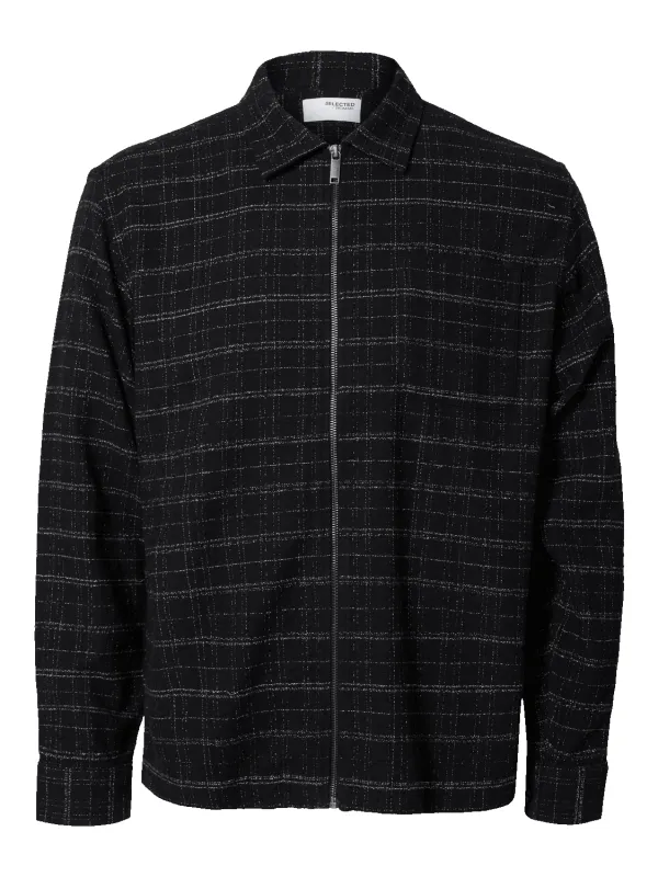 James zip overshirt - black made by Selected
