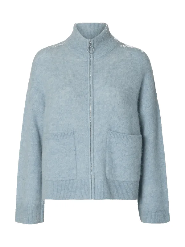 Sia knit zipper cardigan - dusty blue sold by Brando