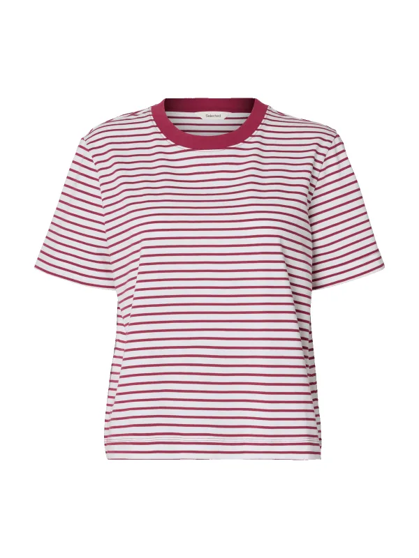 Essential striped boxy t-skjorte - anemone sold by Brando