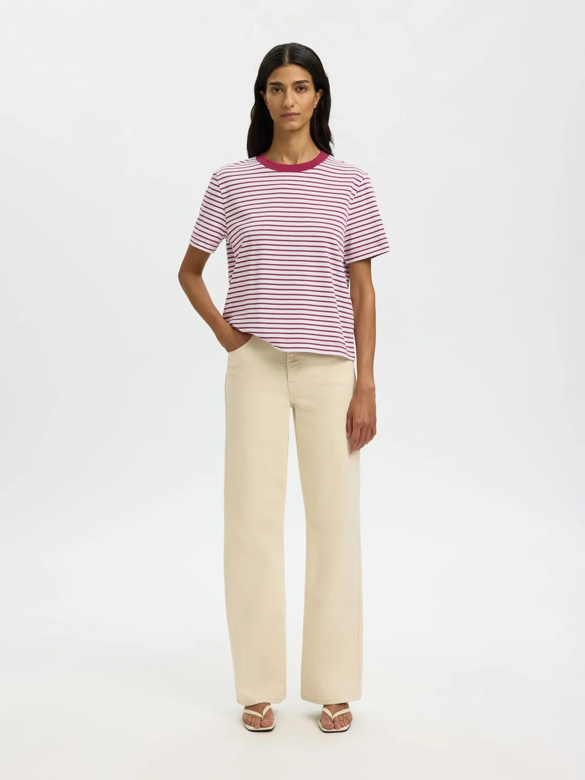 Essential striped boxy t-skjorte - anemone sold by Brando product image thumbnail 5