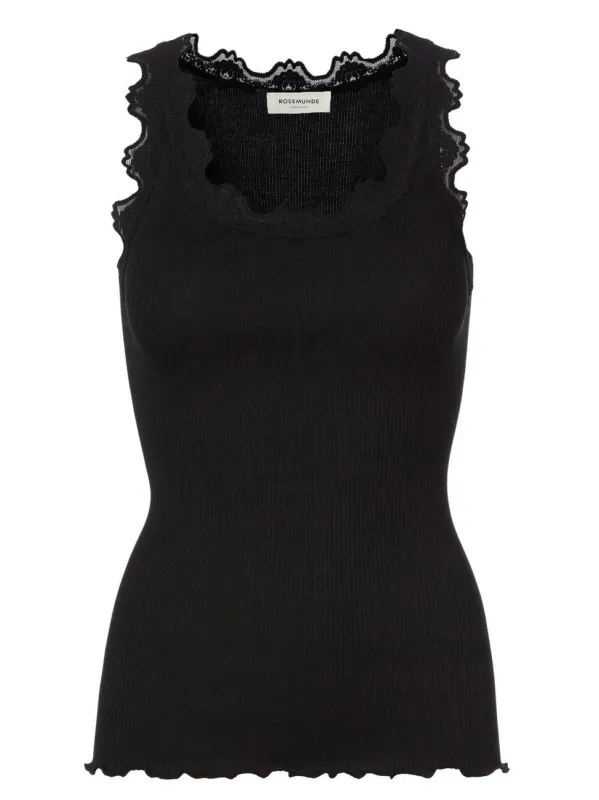 Babette silk lace topp - black sold by Brando