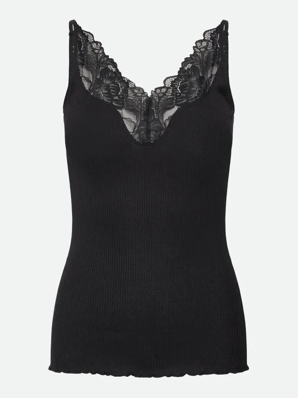 Beatha silk lace topp - black sold by Brando