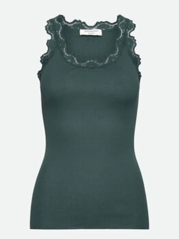 Babette silk lace topp - sea moss made by Rosemunde Copenhagen
