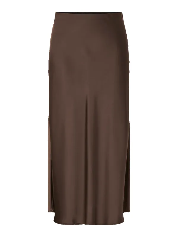 Pella midi skjørt - chocolate brown made by YAS