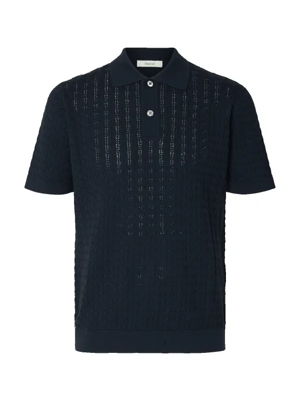 Mattis knit polo t-skjorte - sky captain made by Selected