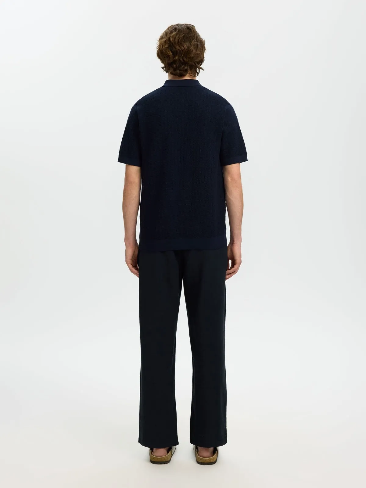 Crane knit structure polo t-skjorte - navy blazer sold by Brando product image thumbnail 3