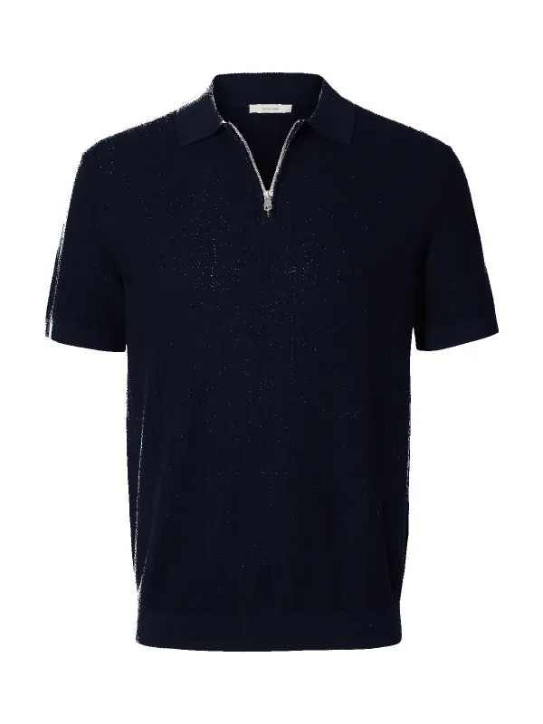 Crane knit structure polo t-skjorte - navy blazer sold by Brando