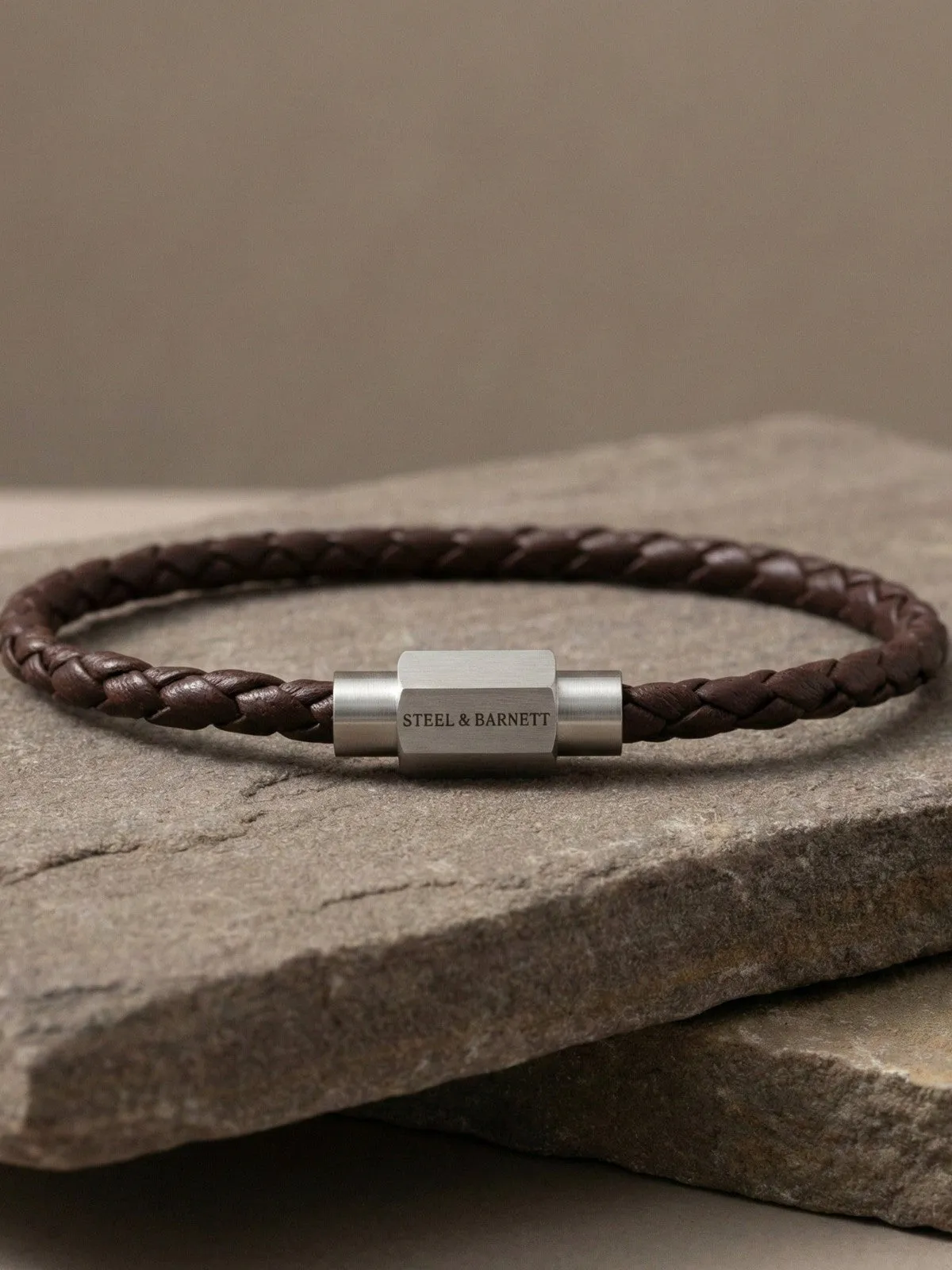 Leather bracelet luke landon - brown/ silver sold by Brando