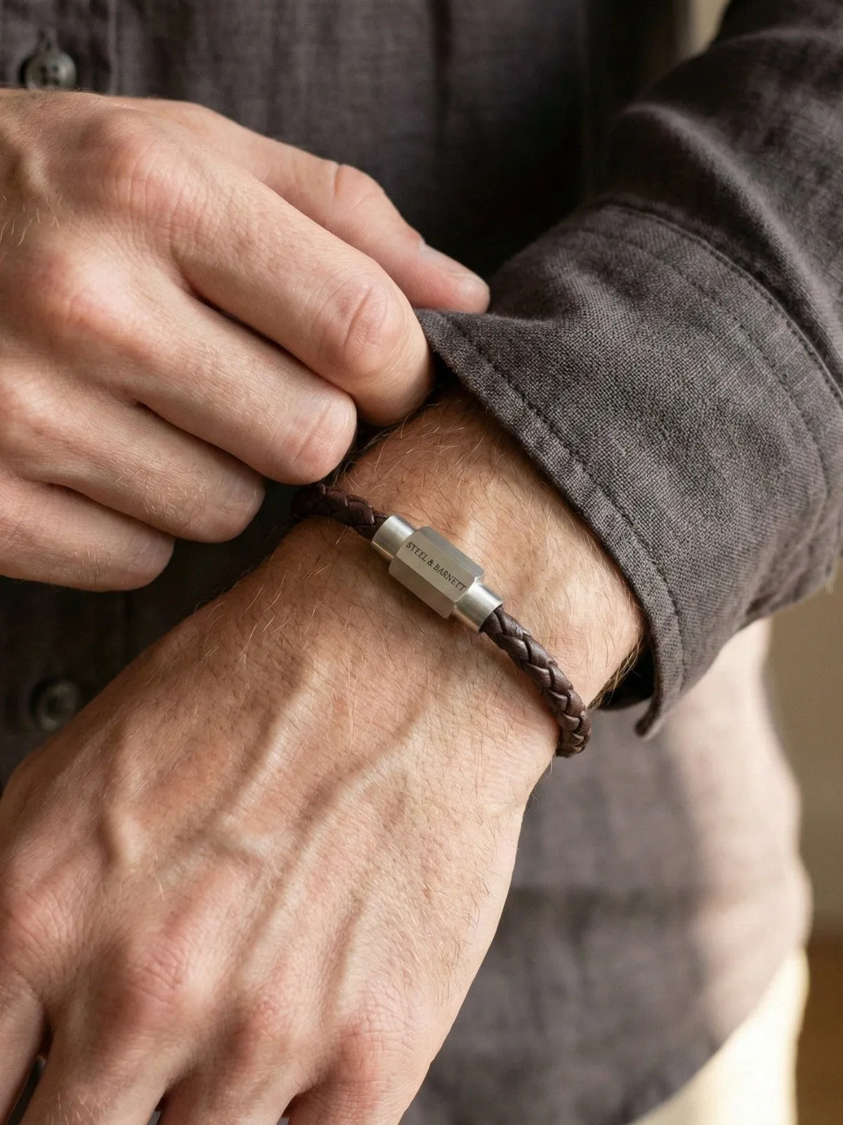 Leather bracelet luke landon - brown/ silver sold by Brando product image thumbnail 2