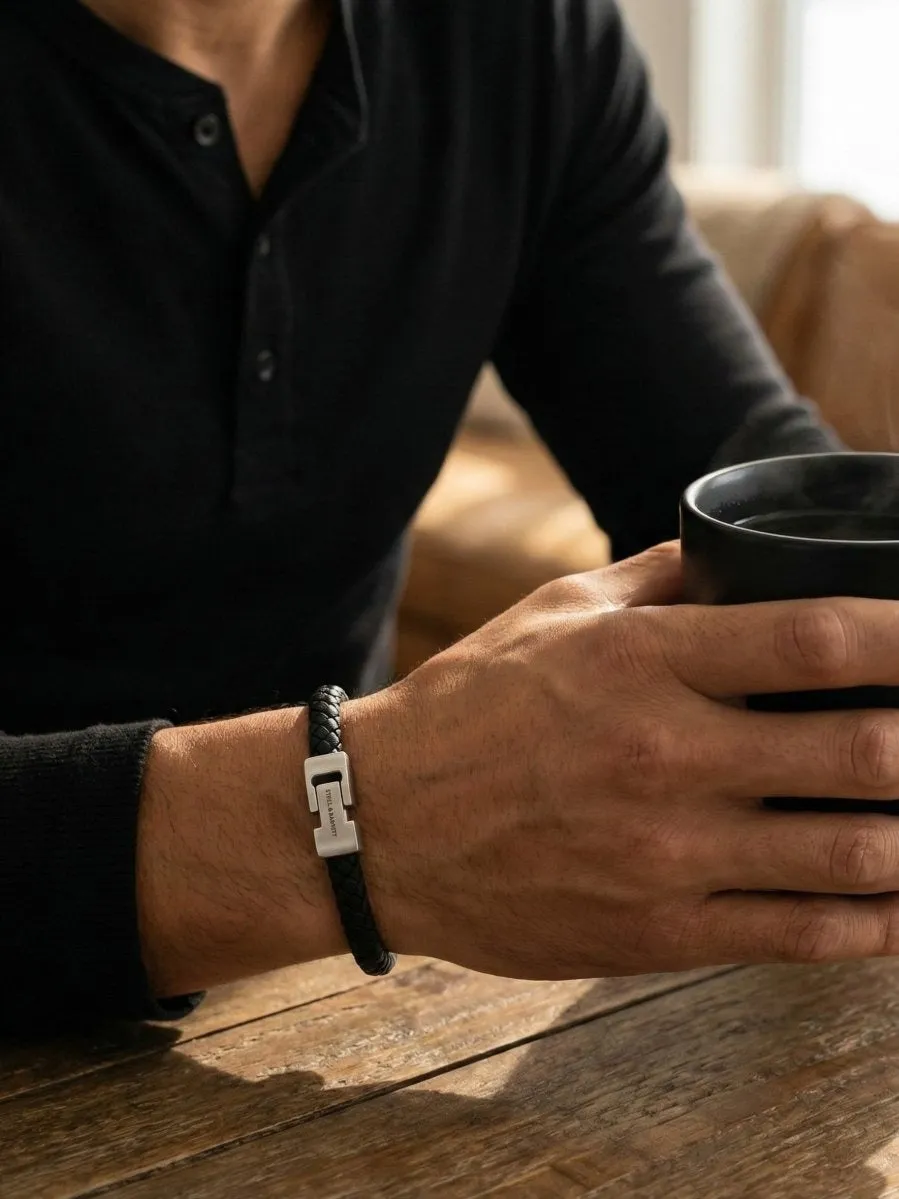 Leather bracelet archie - black sold by Brando product image thumbnail 2