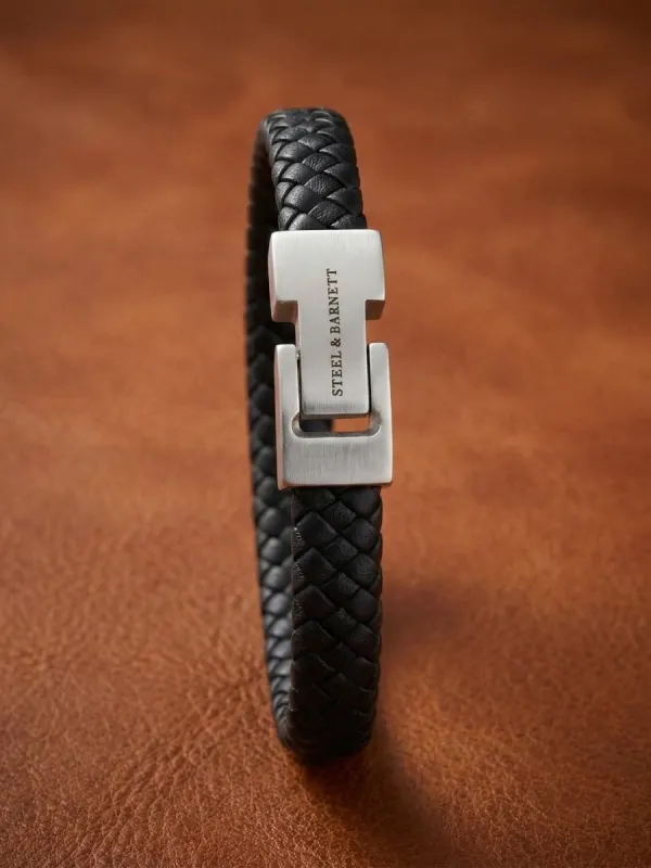 Leather bracelet archie - black made by Brando