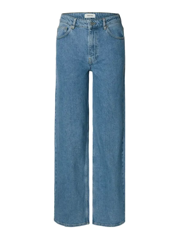 Wide bea kori jeans - light blue denim made by Selected