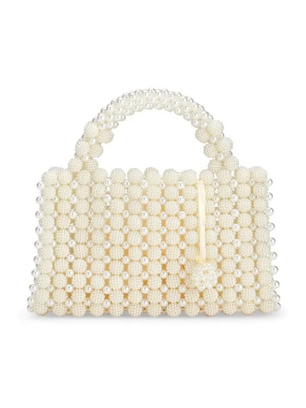 Handmade pearl veske - white made by Brando