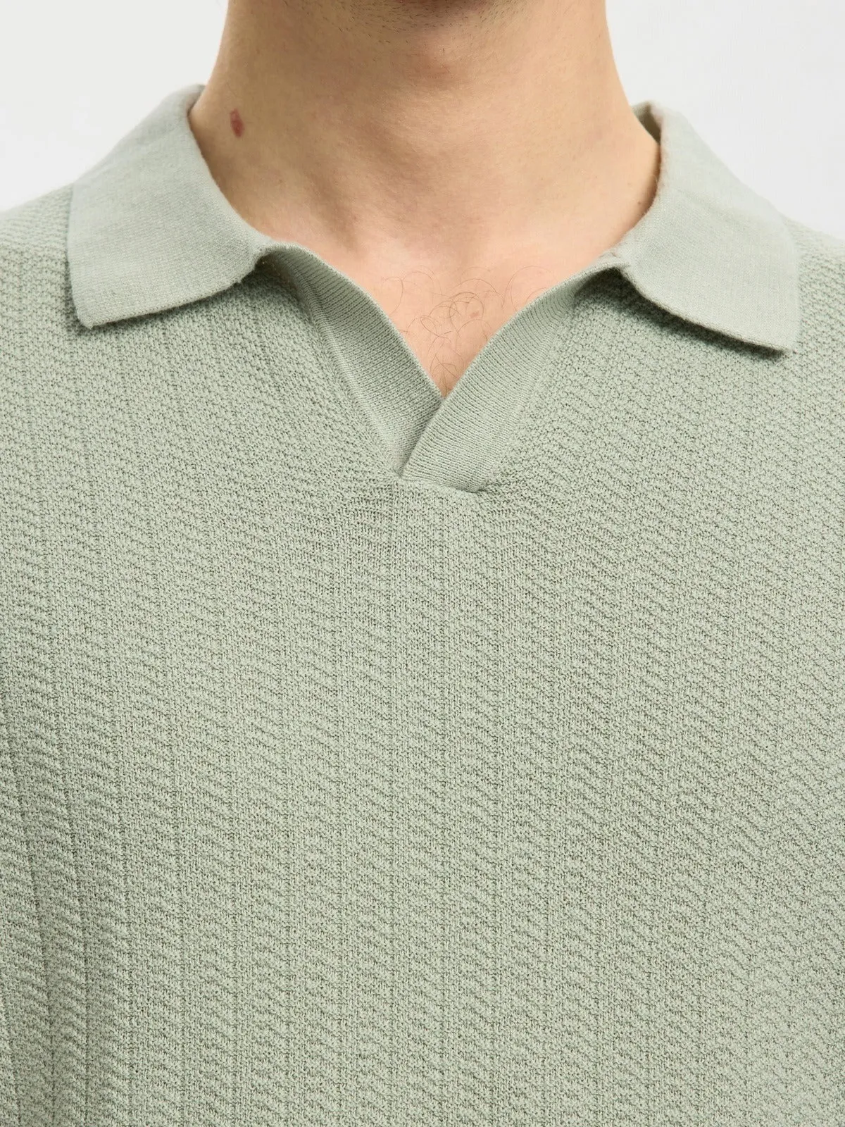 Mattis lin blend polo t-skjorte - aqua gray sold by Brando product image thumbnail 4