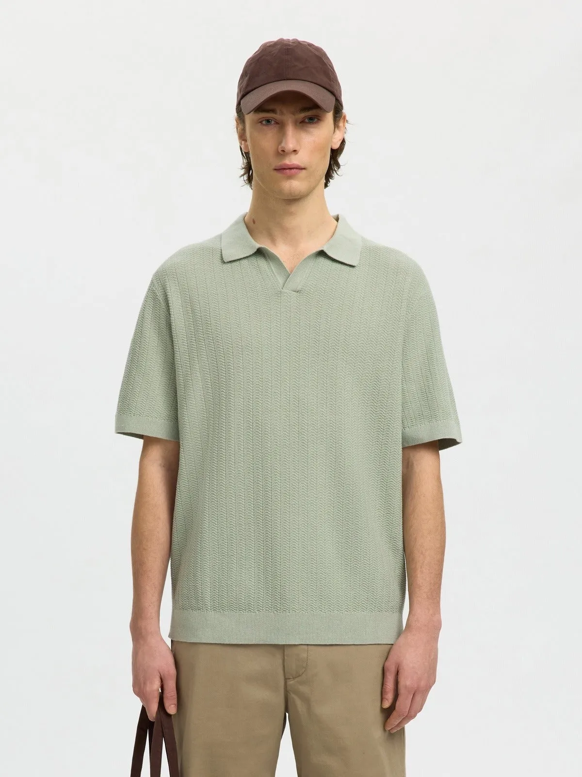 Mattis lin blend polo t-skjorte - aqua gray sold by Brando product image thumbnail 2