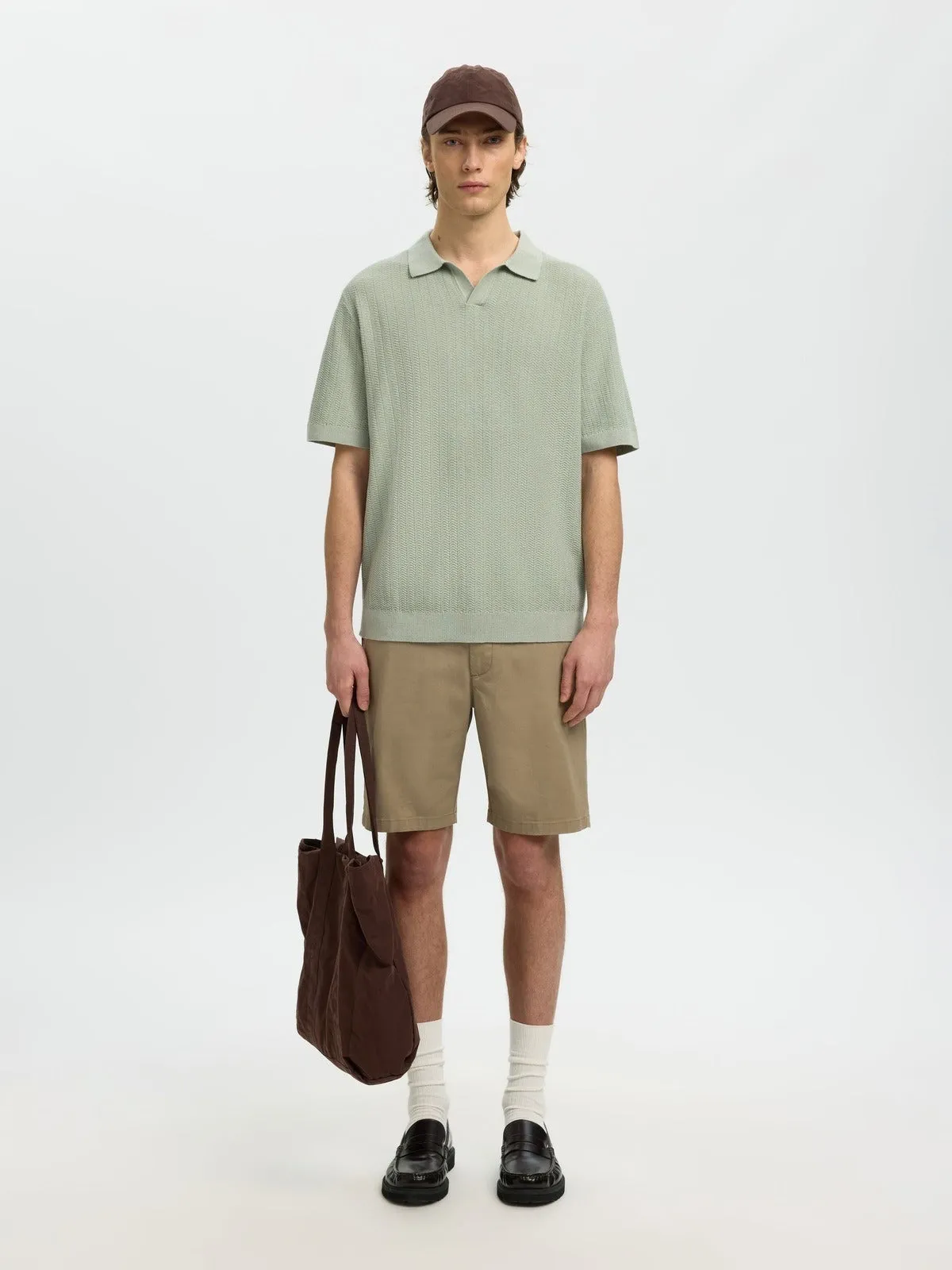 Mattis lin blend polo t-skjorte - aqua gray sold by Brando product image thumbnail 3