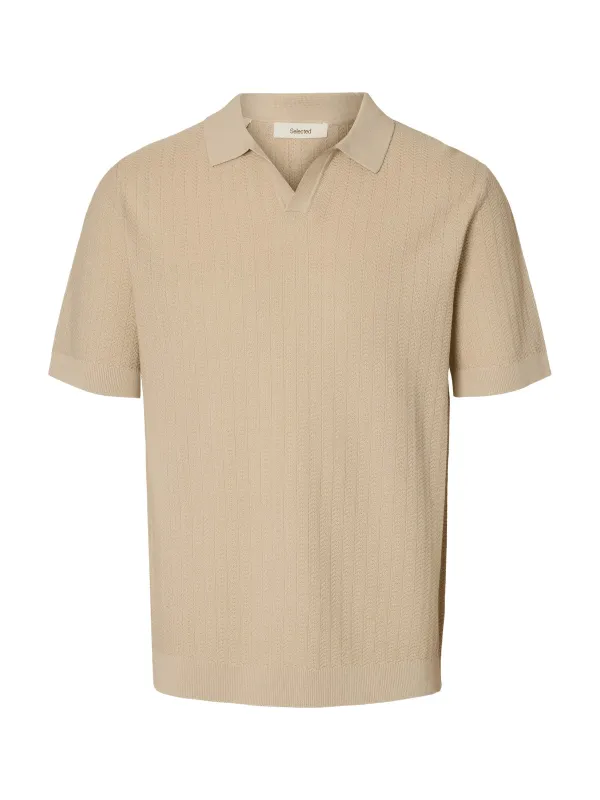 Mattis lin blend polo t-skjorte - Oatmeal made by Selected