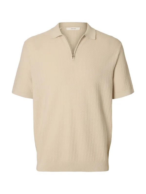 Crane knit structure polo t-skjorte - oatmeal sold by Brando