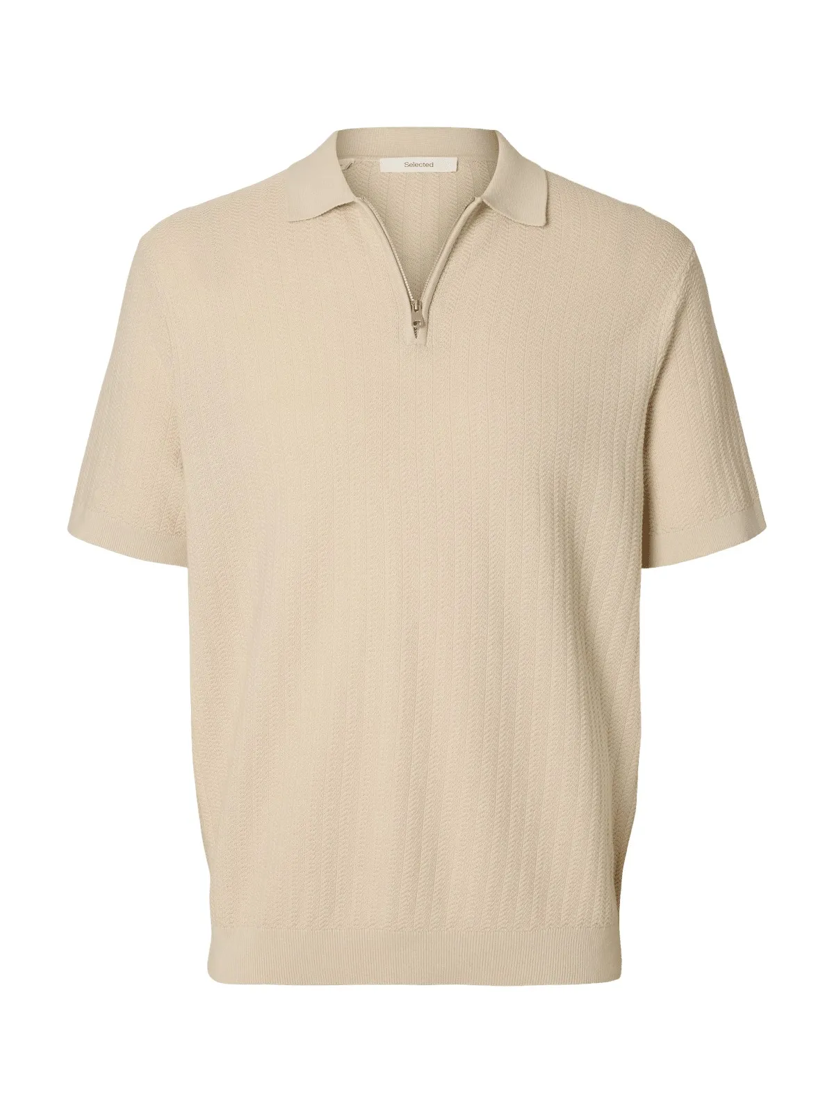 Crane knit structure polo t-skjorte - oatmeal sold by Brando