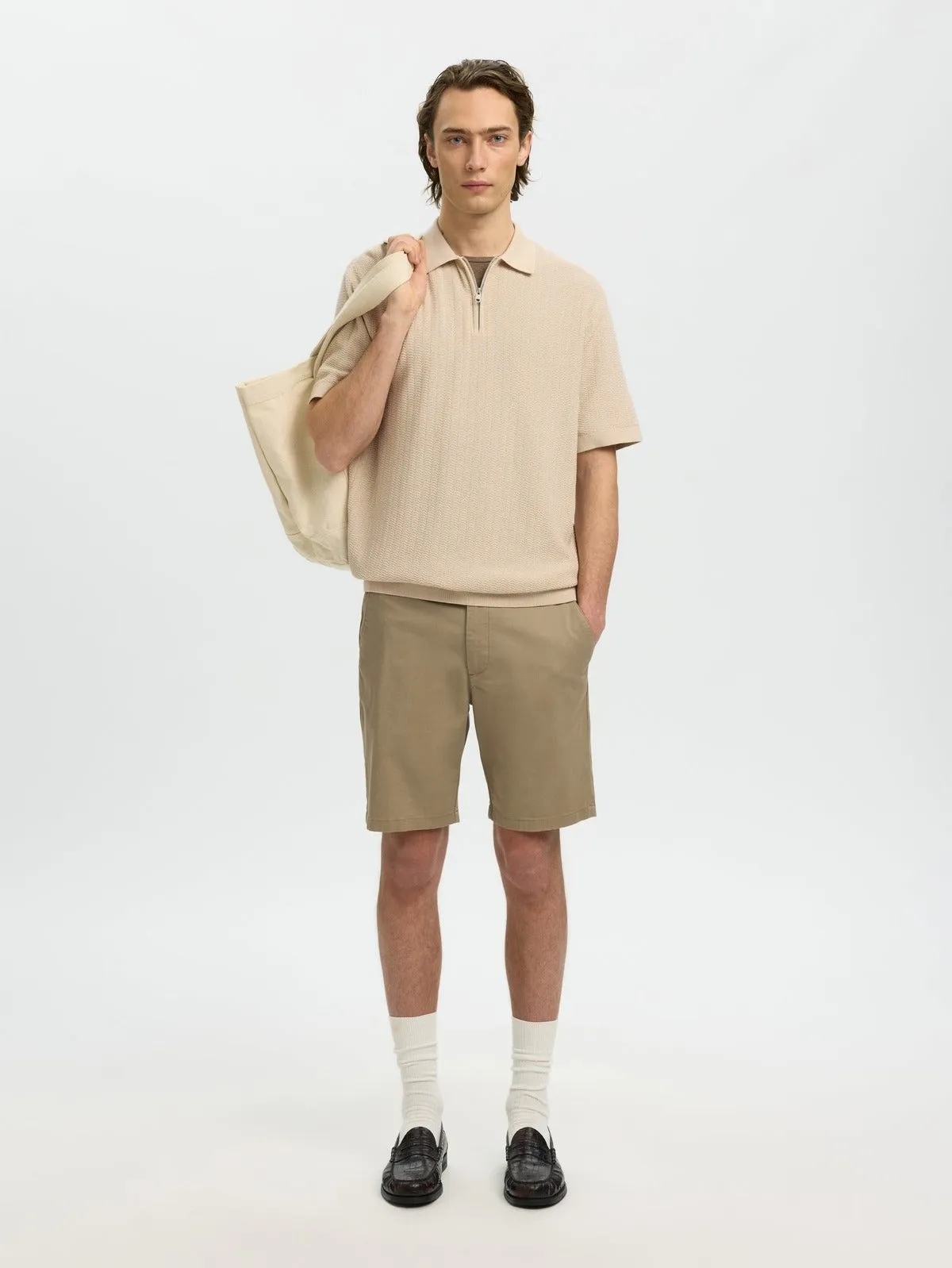 Crane knit structure polo t-skjorte - oatmeal sold by Brando product image thumbnail 4