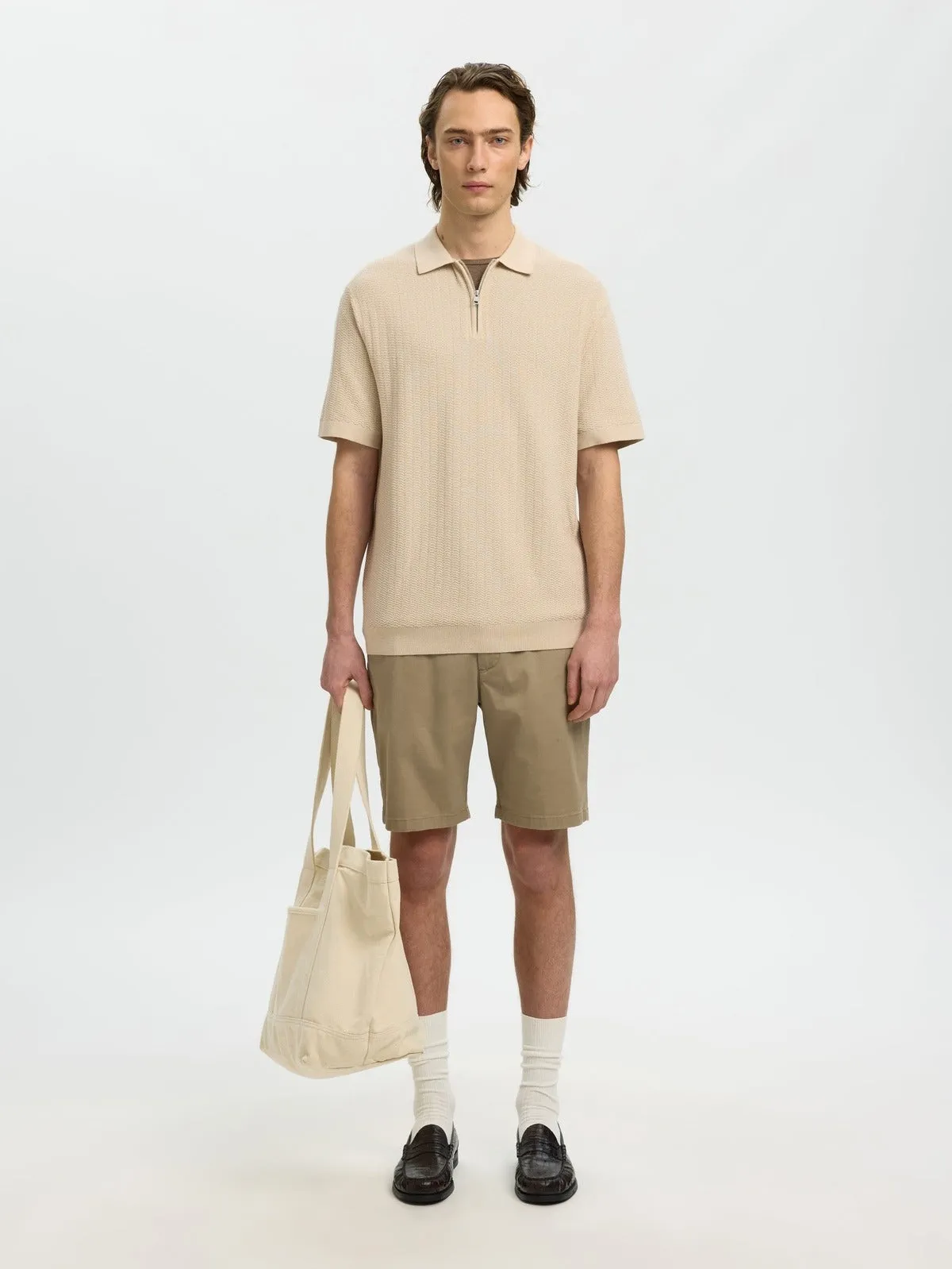 Crane knit structure polo t-skjorte - oatmeal sold by Brando product image thumbnail 3