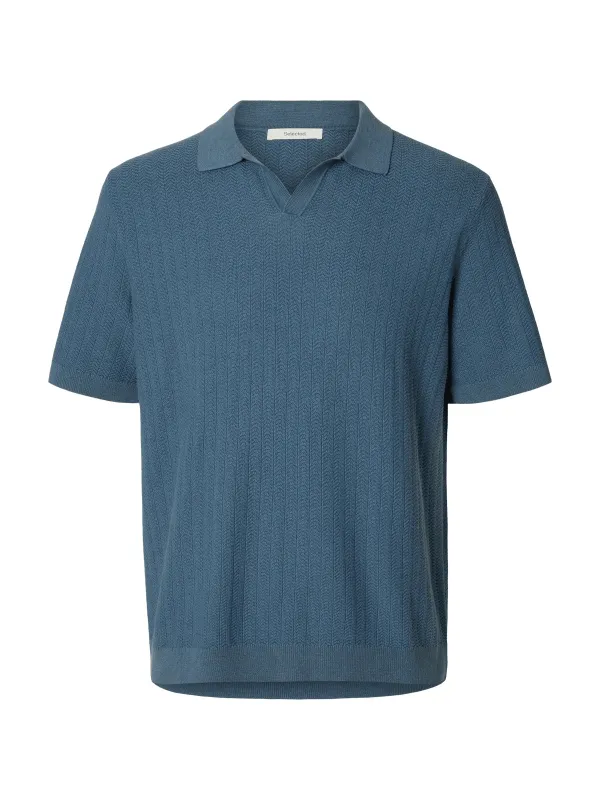 Mattis lin blend polo t-skjorte - blue mirage made by Selected