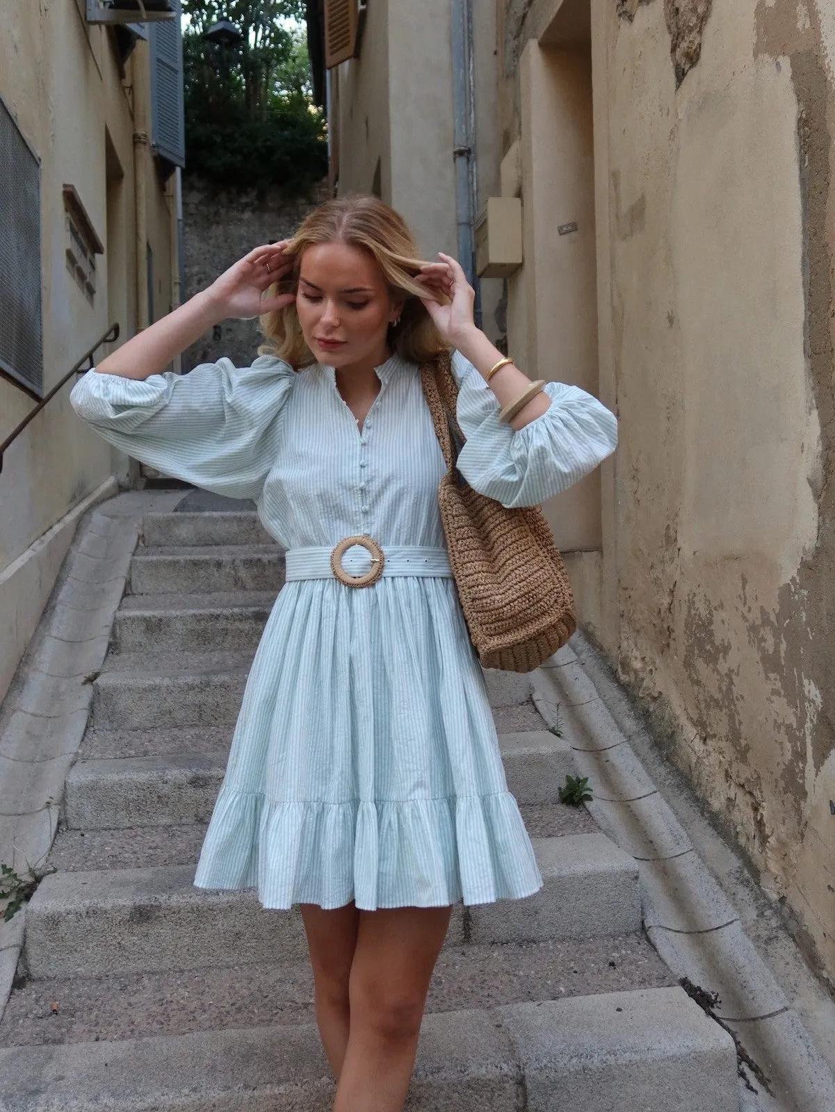 Mya kjole - white with green stripes sold by Brando product image thumbnail 2